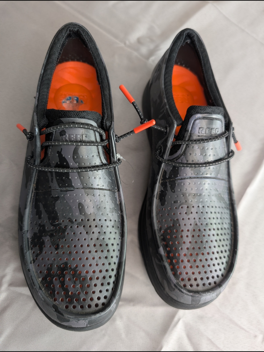 Reef Men’s Black Camo Perforated Casual Shoes with Orange Insole